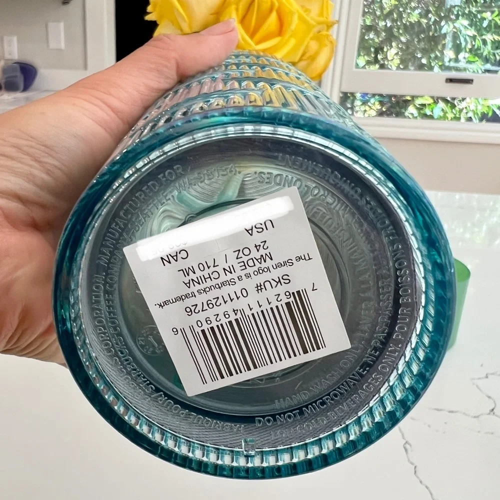 Starbucks 2022 Spring Mermaid Iridescent Holographic Wave  - Plastic Cold Cup - - Picture 7 of 7